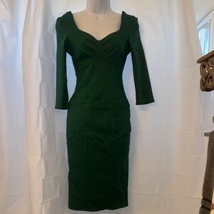 Unique Vintage Dark Green Long Sleeve Dress